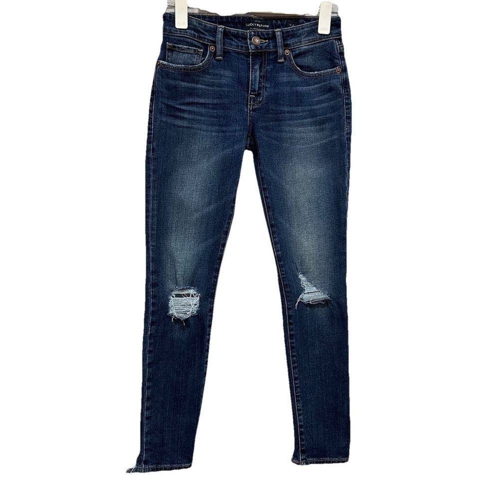 Lucky Brand Jeans Womens 0/25 Denim Blue Ankle Distressed Skinny Stretch 5 Pcket